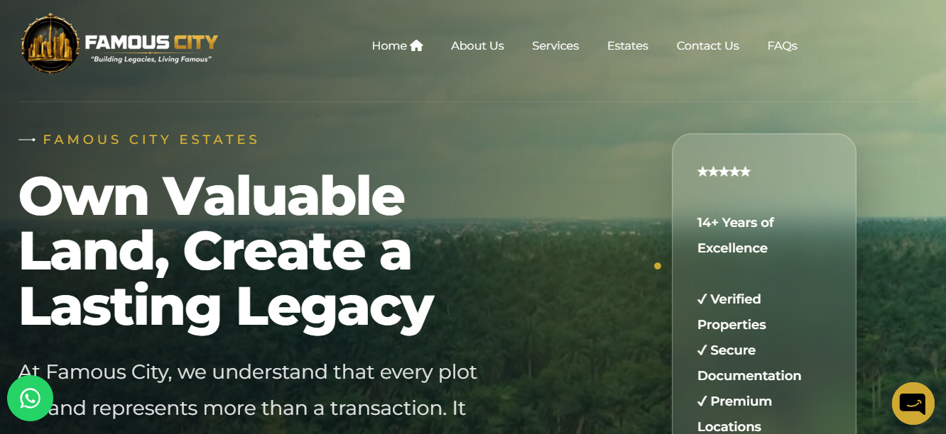 Famous City Estates homepage