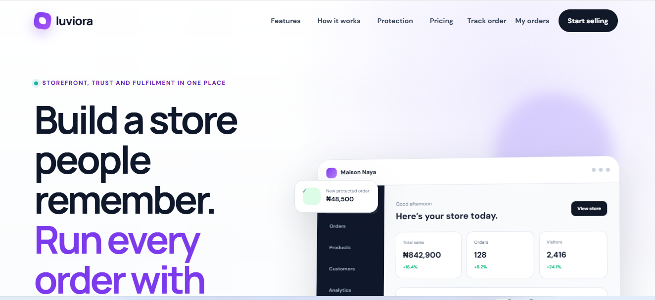 Luviora marketplace homepage